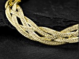 18K Yellow Gold Over Sterling Silver Diamond Cut Braided Herringbone Bracelet