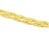 18K Yellow Gold Over Sterling Silver Diamond Cut Braided Herringbone Bracelet