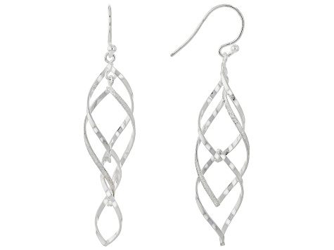 Sterling Silver Swirl Drop Earrings