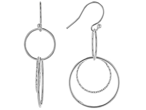 Sterling Silver Interlocking Hoop Dangle Earrings