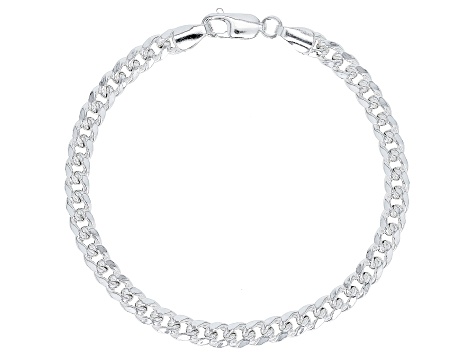 Sterling Silver Diamond-Cut 5mm Cuban Link Bracelet