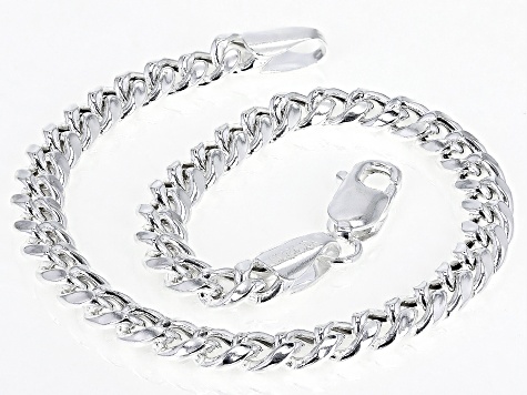 Sterling Silver Diamond-Cut 5mm Cuban Link Bracelet