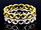 Sterling Silver & 18k Yellow Gold Over Sterling Silver Set of 2 Infinity Band Rings