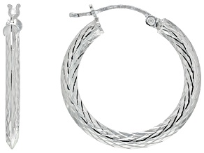 Sterling Silver 1" Diamond-Cut Hoop Earrings