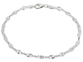 Sterling Silver 3mm Solid Diamond-Cut Valentino Link Bracelet