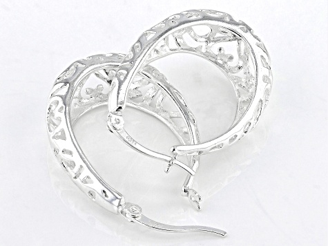 Sterling Silver Filigree Oval Hoop Earrings