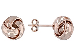 18k Rose Gold Over Sterling Silver Silver 9mm Love Knot Stud Earrings