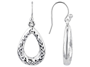 Sterling Silver Diamond-Cut Teardrop Dangle Earrings