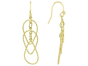 18k Yellow Gold Over Sterling Silver Diamond-Cut Dangle Earrings
