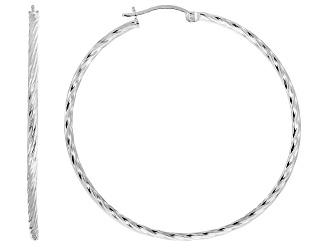 Sterling Silver 1 3/4" Twisted Hoop Earrings