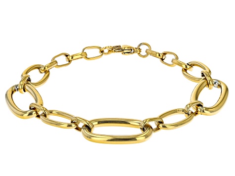 Gold Tone Stainless Steel Oval Link Bracelet - SPH017 | JTV.com