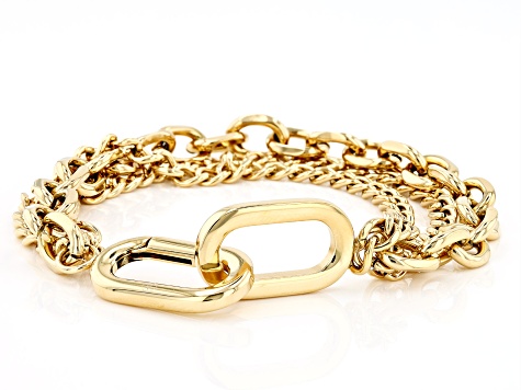 Gold Tone Stainless Steel Multi-Link Bracelet