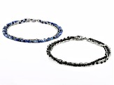 Stainless Steel With Sodalite And Black & Blue Enamel Bracelet Set of Two