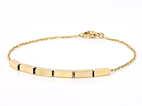 Gold Tone Stainless Steel Tube Bar Bracelet