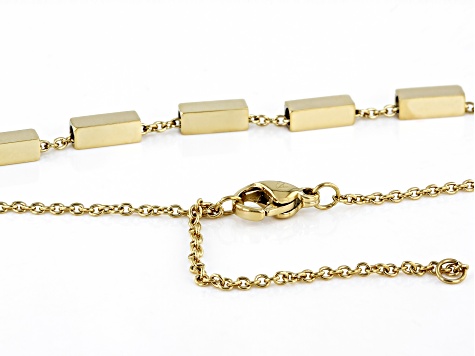 Gold Tone Stainless Steel Tube Bar Adjustable 18 Inch Necklace