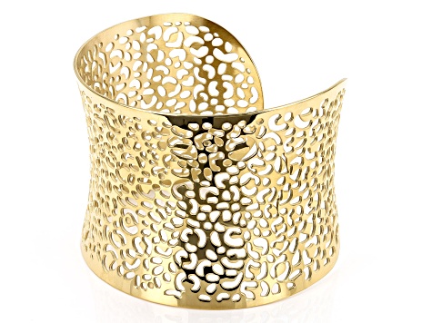 Gold Tone Stainless Steel Lace Design Cuff