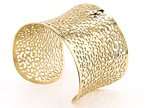 Gold Tone Stainless Steel Lace Design Cuff