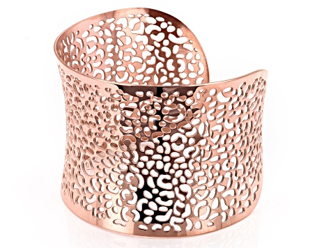 Rose Tone Stainless Steel Lace Design Cuff