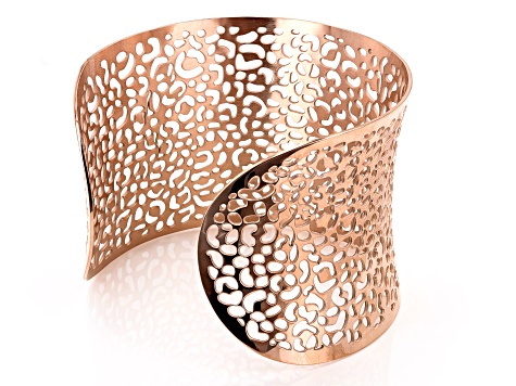 Rose Tone Stainless Steel Lace Design Cuff