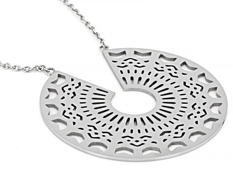 Stainless Steel Open Design Disc Necklace