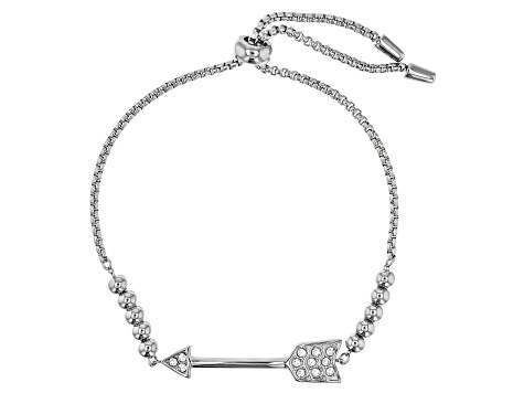 Stainless Steel Crystal Arrow Bolo Bracelet