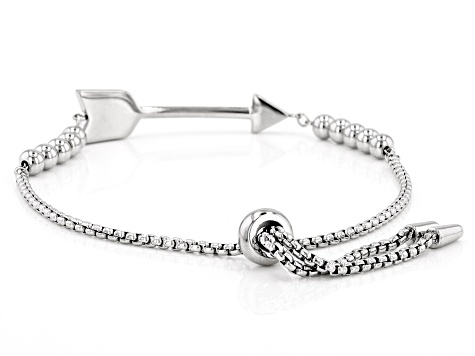 Stainless Steel Crystal Arrow Bolo Bracelet