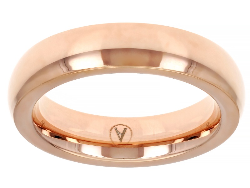 18K Rose Gold Over Stainless Steel High Polish 5mm Band Ring