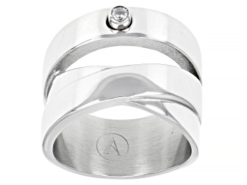 Picture of Stainless Steel With Cubic Zirconia Split Band Ring