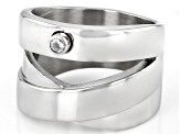 Stainless Steel With Cubic Zirconia Split Band Ring