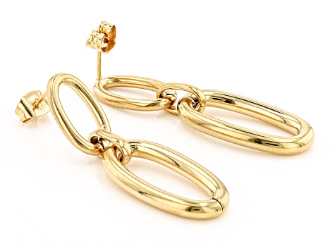 Gold Tone Stainless Steel Drop Earrings