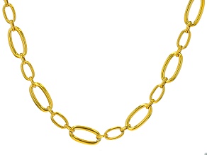 Gold Tone Stainless Steel Oval Link 22 Inch Necklace