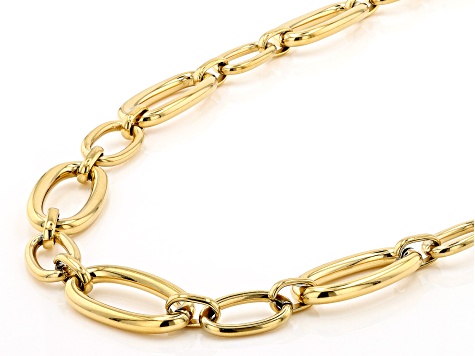 Gold Tone Stainless Steel Oval Link 22 Inch Necklace