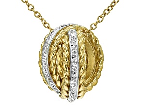 Gold Tone Stainless Steel White Crystal Necklace