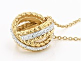 Gold Tone Stainless Steel White Crystal Necklace
