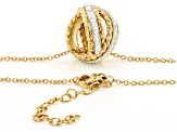 Gold Tone Stainless Steel White Crystal Necklace