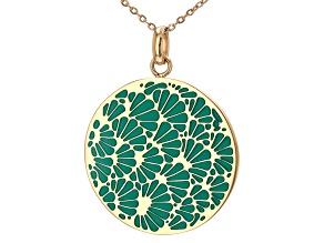 Rose Tone Stainless Steel Green Enamel Necklace