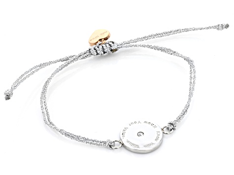 Know Your Value® Stainless Steel Adjustable Cord Bracelet With Crystal