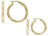 Gold Tone Stainless Steel Hoop Earring Set of 2