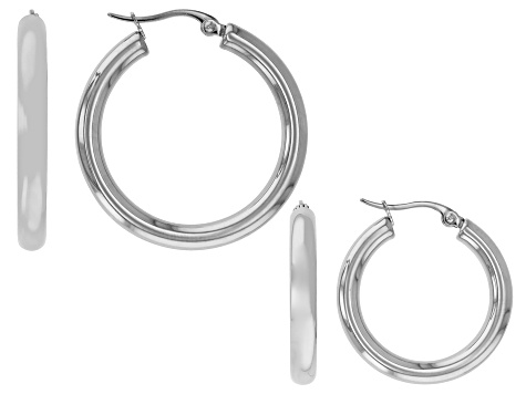 Stainless Steel Hoop Earring Set of 2