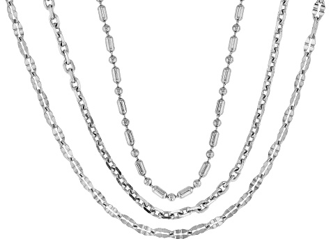Stainless Steel Bead, Cable, & Mirror Link 18 Inch Chain Set of 3