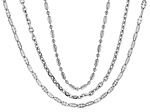 Stainless Steel Bead, Cable, & Mirror Link 18 Inch Chain Set of 3