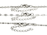 Stainless Steel Bead, Cable, & Mirror Link 18 Inch Chain Set of 3