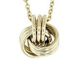 Gold Tone Stainless Steel Love Knot Pendant 18 Inch Necklace