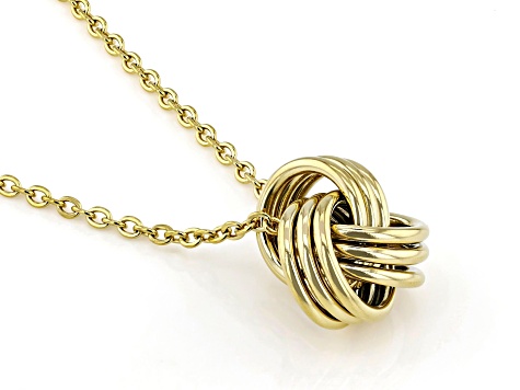 Gold Tone Stainless Steel Love Knot Pendant 18 Inch Necklace