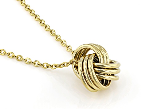 Gold Tone Stainless Steel Love Knot Pendant 18 Inch Necklace