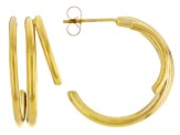Gold Tone Stainless Steel J-Hoop and 4mm Ball Earring Set