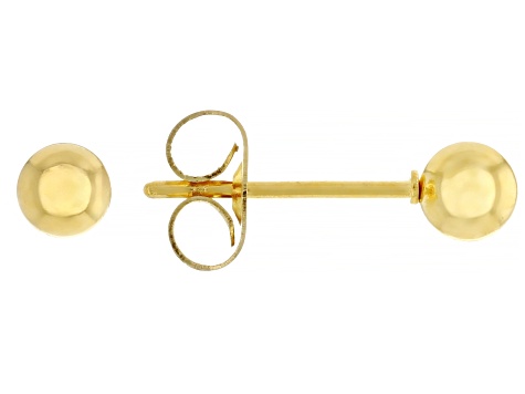Gold Tone Stainless Steel J-Hoop and 4mm Ball Earring Set