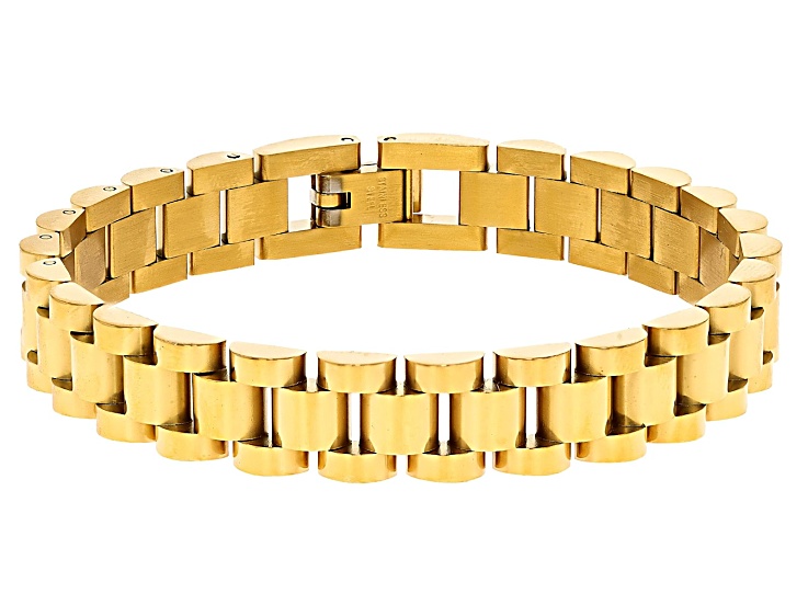 18K Yellow Gold Over Stainless Steel Oyster Link Bracelet