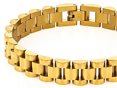 Gold Tone Stainless Steel Oyster Link Bracelet