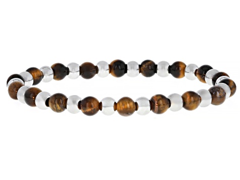Stainless Steel 6mm Multi-Gemstone Stretch Bracelet Set